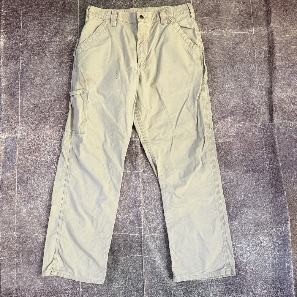 Men's Carhartt B151 Loose Fit Canvas Utility Tan Work Trousers Pants Sz 34 X 30